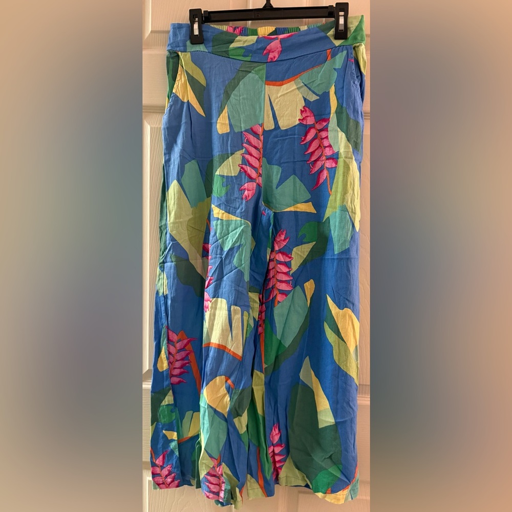 Tropical Floral Print Maxi Pants